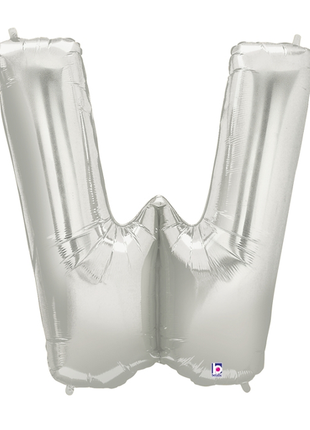 34in Betallic Silver Letter W Megaloons - Joker Party Supply