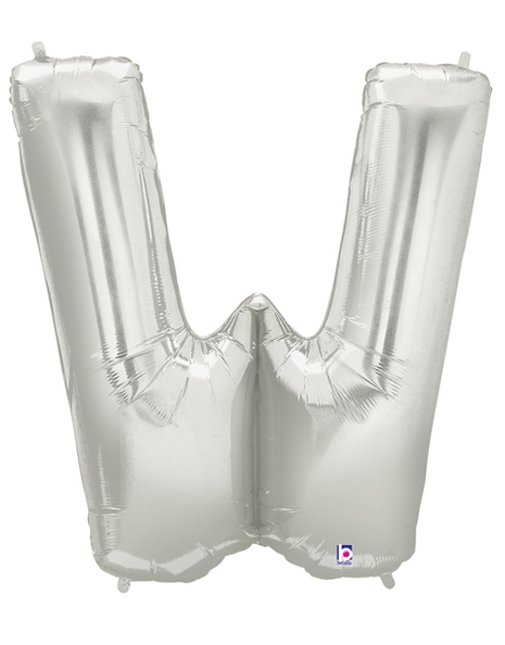 34in Betallic Silver Letter W Megaloons - Joker Party Supply