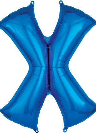 34in Anagram Blue Letter X Balloon - Joker Party Supply