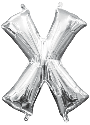 16in Anagram Air-Filled Silver Letter X Balloon - Joker Party Supply