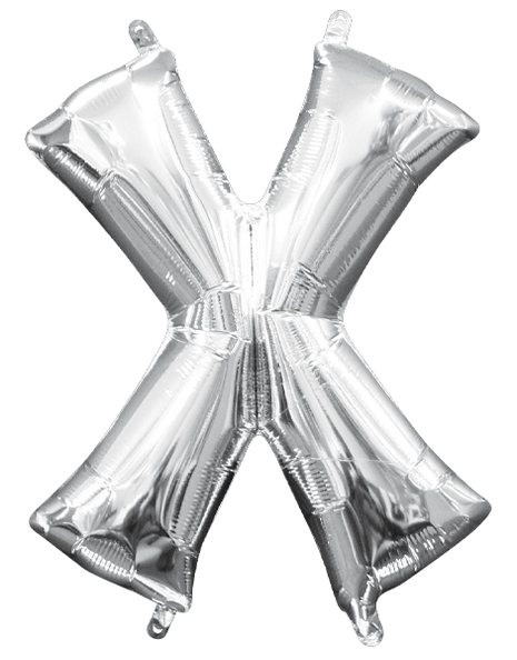16in Anagram Air-Filled Silver Letter X Balloon - Joker Party Supply