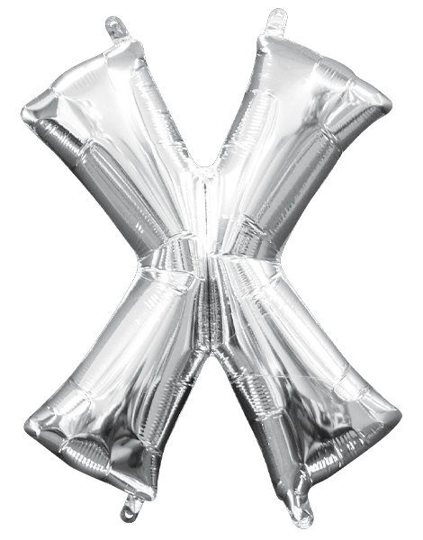 16in Anagram Air-Filled Silver Letter X Balloon - Joker Party Supply