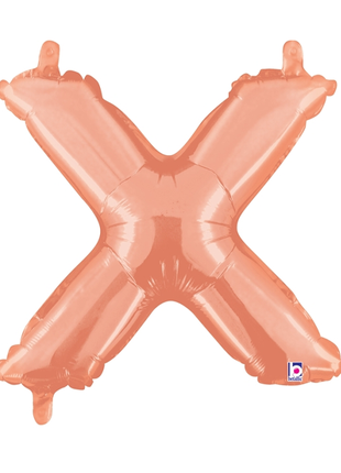 14in Betallic Air-Filled Rose Gold Letter X Balloon - Joker Party Supply