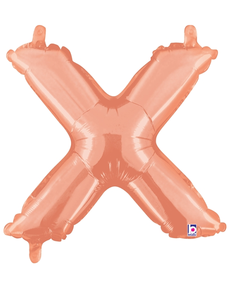14in Betallic Air-Filled Rose Gold Letter X Balloon - Joker Party Supply