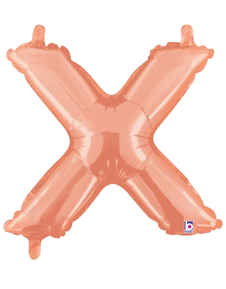 14in Betallic Air-Filled Rose Gold Letter X Balloon - Joker Party Supply