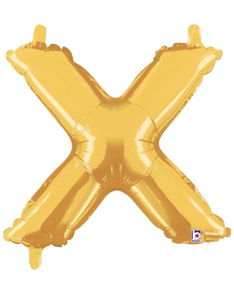 14in Betallic Air-Filled Gold Letter X Balloon - Joker Party Supply