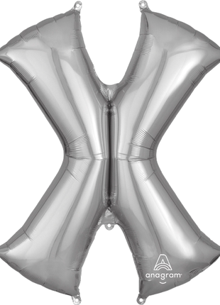 34in Anagram Silver Letter X Balloon - Joker Party Supply