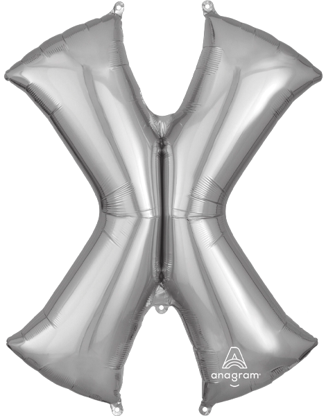 34in Anagram Silver Letter X Balloon - Joker Party Supply