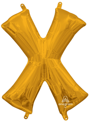 16in Anagram Air-Filled Gold Letter X Balloon - Joker Party Supply