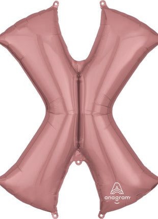 34in Anagram Rose Gold Letter X Balloon - Joker Party Supply