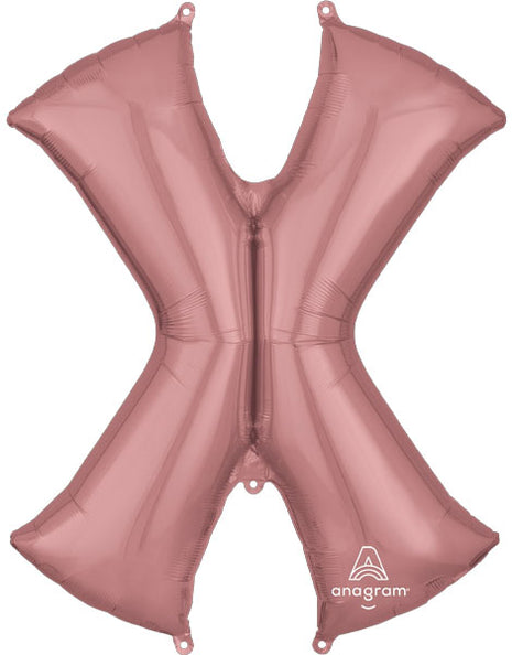 34in Anagram Rose Gold Letter X Balloon - Joker Party Supply