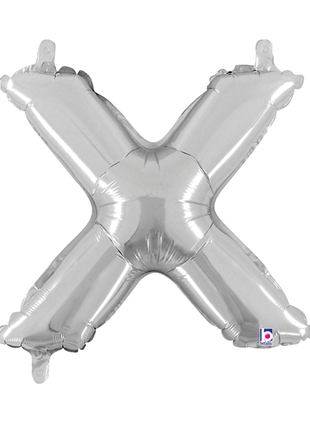 14in Betallic Air-Filled Silver Letter X Balloon - Joker Party Supply