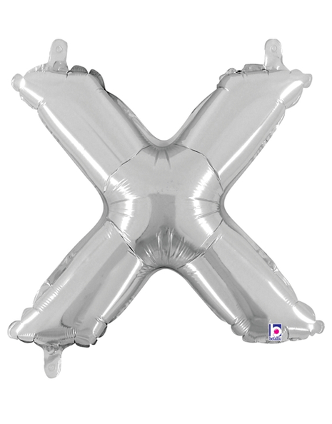 14in Betallic Air-Filled Silver Letter X Balloon - Joker Party Supply