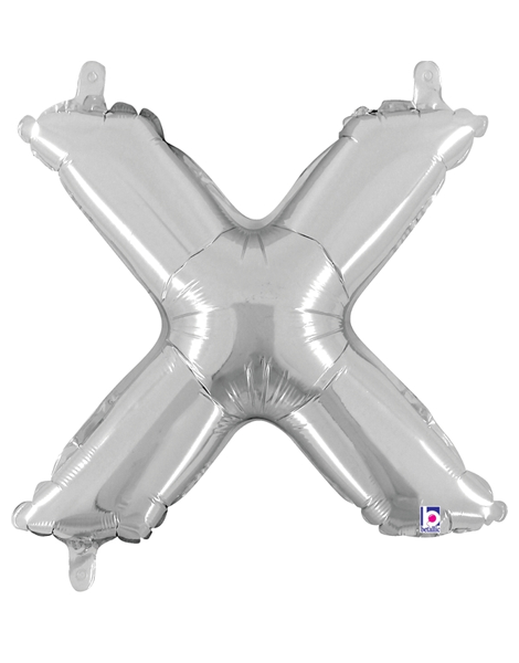 14in Betallic Air-Filled Silver Letter X Balloon - Joker Party Supply