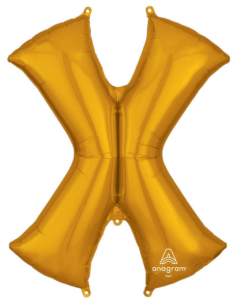 34in Anagram Gold Letter X Balloon - Joker Party Supply