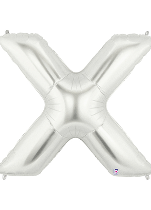 34in Betallic Silver Letter X Megaloons - Joker Party Supply