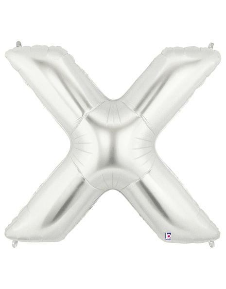 34in Betallic Silver Letter X Megaloons - Joker Party Supply