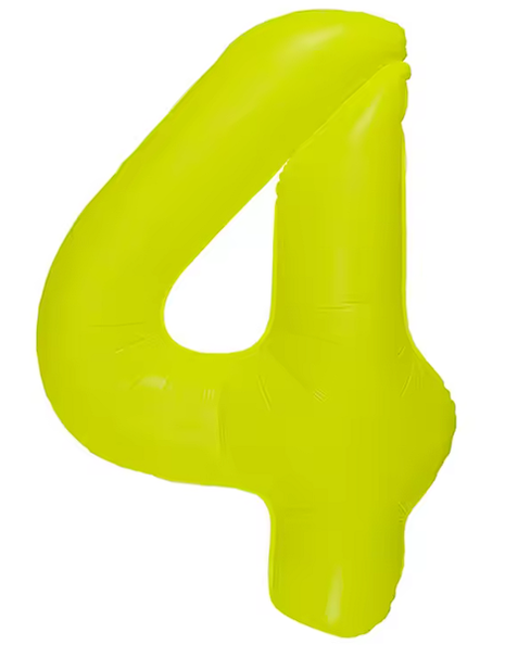 Globo número 4 amarillo neón DecoChamp de 34 pulgadas