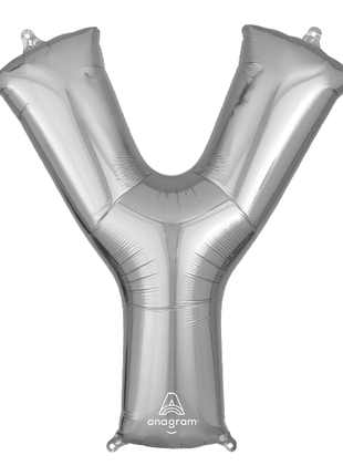 34in Anagram Silver Letter Y Balloon - Joker Party Supply