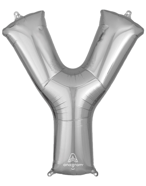 34in Anagram Silver Letter Y Balloon - Joker Party Supply