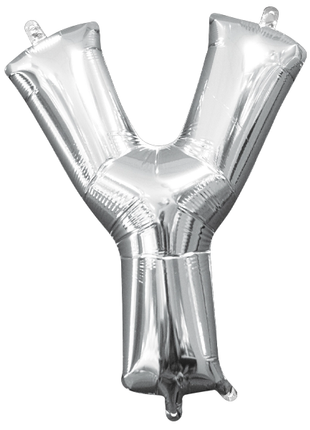 16in Anagram Air-Filled Silver Letter Y Balloon - Joker Party Supply