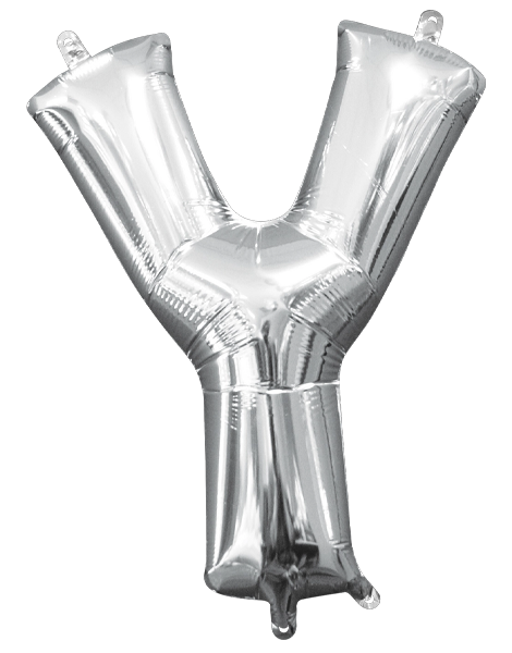 16in Anagram Air-Filled Silver Letter Y Balloon - Joker Party Supply