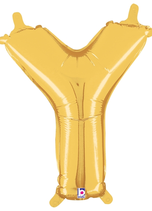 14in Betallic Air-Filled Gold Letter Y Balloon - Joker Party Supply