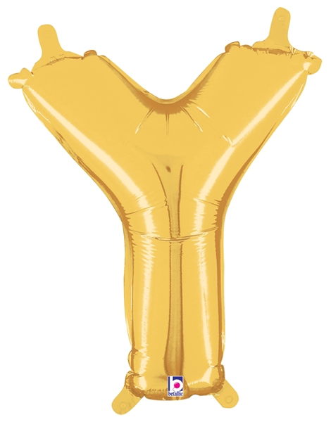 14in Betallic Air-Filled Gold Letter Y Balloon - Joker Party Supply