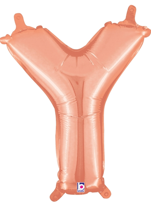 14in Betallic Air-Filled Rose Gold Letter Y Balloon - Joker Party Supply