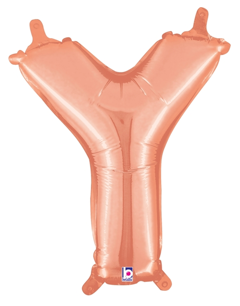 14in Betallic Air-Filled Rose Gold Letter Y Balloon - Joker Party Supply