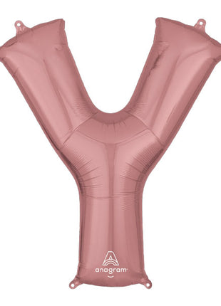34in Anagram Rose Gold Letter Y Balloon - Joker Party Supply