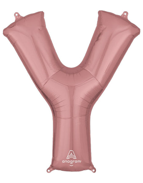 34in Anagram Rose Gold Letter Y Balloon - Joker Party Supply