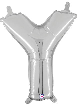 14in Betallic Air-Filled Silver Letter Y Balloon - Joker Party Supply