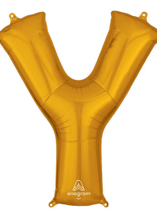 34in Anagram Gold Letter Y Balloon - Joker Party Supply