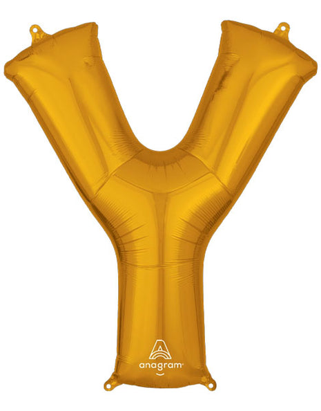 34in Anagram Gold Letter Y Balloon - Joker Party Supply