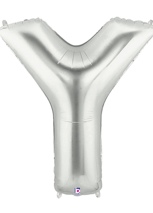 34in Betallic Silver Letter Y Megaloons - Joker Party Supply