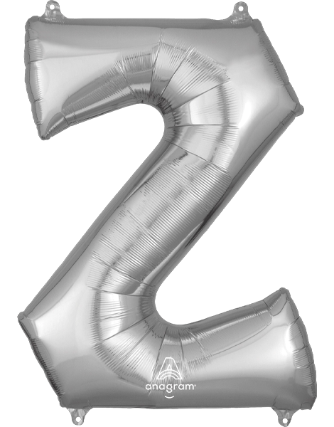 34in Anagram Silver Letter Z Balloon - Joker Party Supply