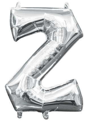 16in Anagram Air-Filled Silver Letter Z Balloon - Joker Party Supply