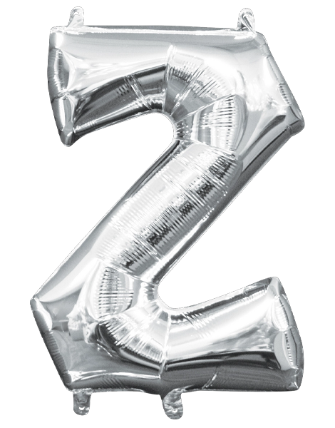 16in Anagram Air-Filled Silver Letter Z Balloon - Joker Party Supply