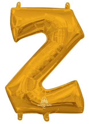 16in Anagram Air-Filled Gold Letter Z Balloon - Joker Party Supply