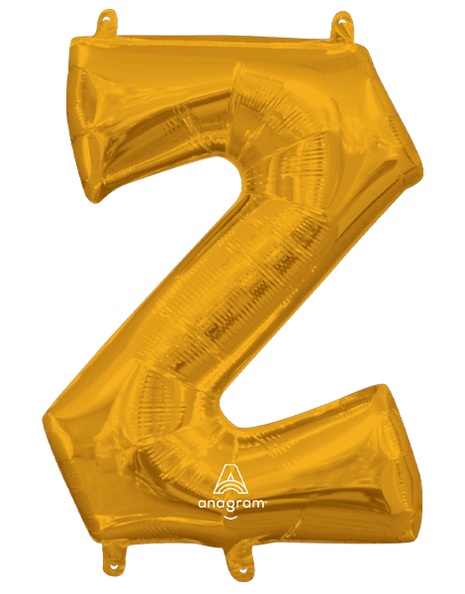16in Anagram Air-Filled Gold Letter Z Balloon - Joker Party Supply
