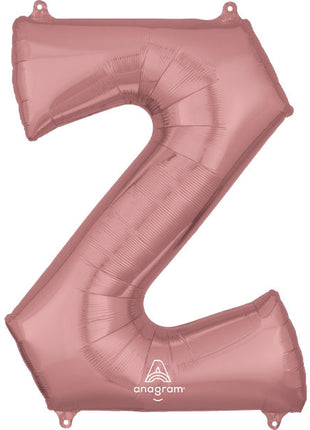 34in Anagram Rose Gold Letter Z Balloon - Joker Party Supply