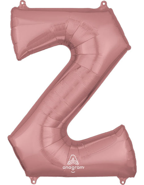 34in Anagram Rose Gold Letter Z Balloon - Joker Party Supply