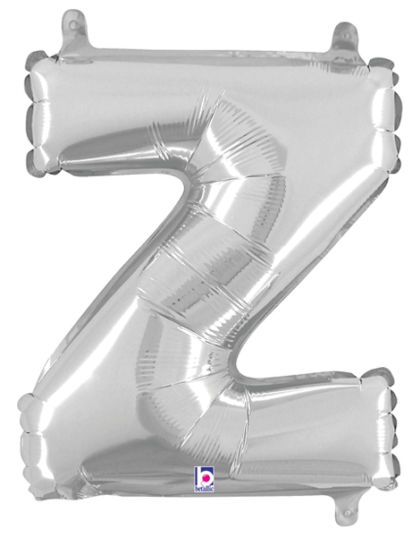 14in Betallic Air-Filled Silver Letter Z Balloon - Joker Party Supply