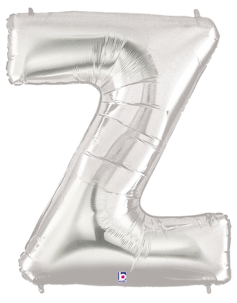 34in Betallic Silver Letter Z Megaloons - Joker Party Supply